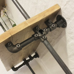 Baines Bespoke Reclaimed Scaffolding Boards and Dark Steel Pipe Shelves - Desks & Writing Bureaus
