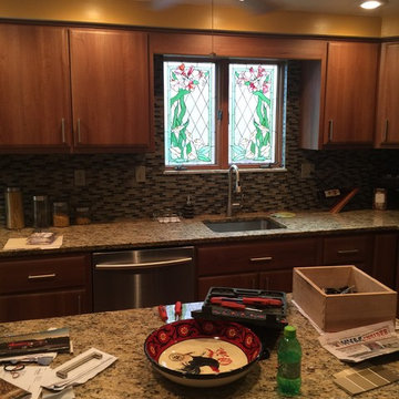 cabinet refacing--medium wood tones