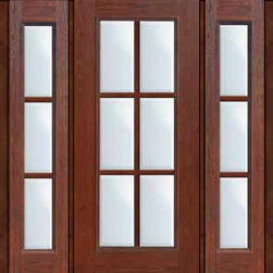 Prehung French Sidelights Door 80 Fiberglass 6 Lite Full Lite - Patio Doors