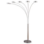 Artiva USA - Micah LED Arched Floor Lamp With Dimmer, Brushed Steel - Spread the light, because with the Micah floor lamp you've got a wealth of it. With five arms of LED light, this fixture is put to exceptional use in offices, libraries and craft rooms. When your work is done and you've turned it off, the Micah serves a striking accent to your home's modern design, highlighting strong lines and a brushed steel finish.