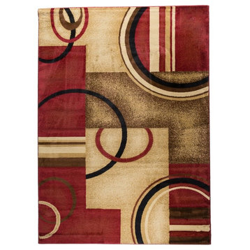 Well Woven Barclay Arcs & Shapes Rug, Red, 2'3"x3'11"