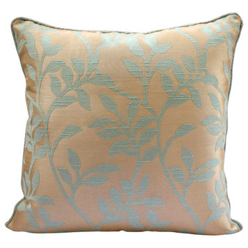 Leafy Heaven, Blue Jacquard Weave 14"x14" Pillow Covers Decorative