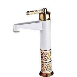 Malta Beautiful White Paint Deck Mount Bathroom Sink Faucet - Bathroom Sink Faucets