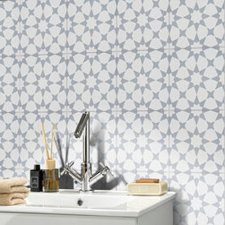 Moroccan Mosaic& Tile House - 8"x8" Medina Handmade Cement Tile, White,Gray, Set of 12 - Wall And Floor Tile