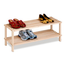 Honey Can Do 2-Tier Unfinished Natural Wood Shoe Rack