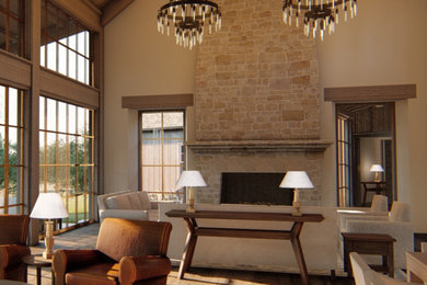 Photo of an expansive country family room in Austin.