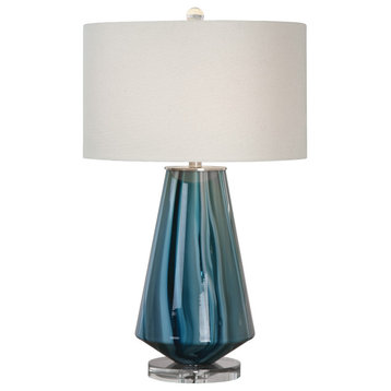 Uttermost Pescara Glass Lamp, Teal-Gray