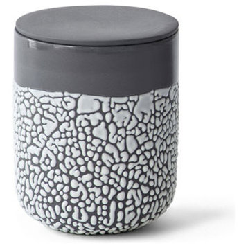 Lichen Ceramic Box, Charcoal  5" High