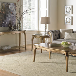 HOMELEGANCE 1828-30 CHAMBORD CHAMPAGNE GOLD WOOD COCKTAIL COFFEE TABLE - Coffee Tables