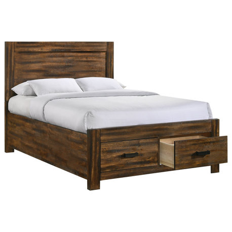Picket House Furnishings Wren Queen Platform Storage Bed, Chestnut