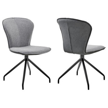 Armen Living Petrie 20" Modern Fabric Dining Chair in Gray/Black (Set of 2)