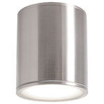 AFX Inc. - Everly 1 Light Semi-Flush Mount, Satin Nickel, 4.75 in - Illuminate your outdoor spaces with the Everly Outdoor LED Ceiling Light, thoughtfully constructed from durable aluminum and glass. The frosted glass diffuser creates a gentle and inviting illumination, perfectly complementing its die cast aluminum build. This versatile light, featuring standard mounting holes and hardware for easy installation, combines modern-transitional style with the convenience of adjustable color temperature, offering a tailored lighting experience to enhance your outdoor ambiance.