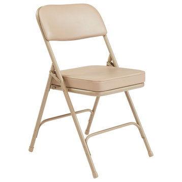 NPS 3200 2" Vinyl Upholstered Double Hinge Folding Chair, Beige, Set of 2