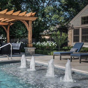 Arlington Heights, IL Swimming Pool and Separate Raised Hot Tub