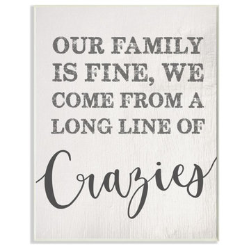 Stupell Industries Family Of Crazies Funny Wood Texture Word Design, 10 x 15