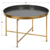 Celia Round Metal Coffee Table, Gray/Gold 28.25x28.25x19