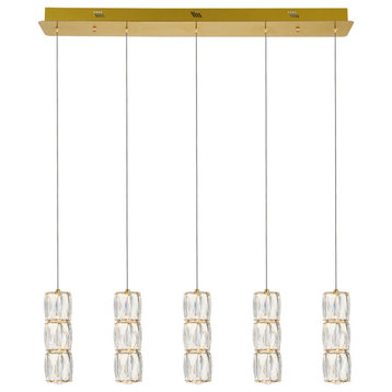 Polaris 5-Light Pendant in Gold with Clear royal cut Crystal