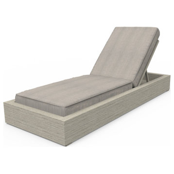 Brixton Chaise Lounge, Weathered Gray Teak Wood, Cast Silver