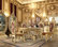 GRAND REGAL STYLE METALLIC BRIGHT GOLD FINISH 5 PIECE ROUND DINING TABLE SET