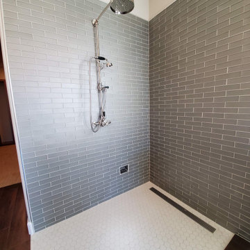 Close-up of shower tile