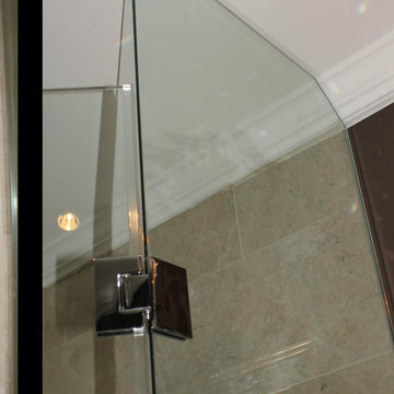 Small Ensuite Bathroom from Original builders pinks and whites to DECADENCE