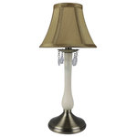 Urbanest - Perlina Accent Lamp, Antique Brass and Cream Base with Crystal Accent - Urbanest accent lamp with antique brass and cream metal base; includes shade in gold faux silk