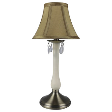 Perlina Accent Lamp, Antique Brass and Cream Base with Crystal Accent