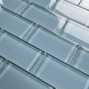 Glass Mosaic Tile Country Blue 2x4 Subway Tile Kitchen Backsplash, 1 sheet