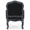 Stene French Country Upholstered Dining Armchair, Black + Grey, Set of 6