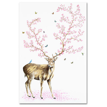 Michelle Faber 'Cherry Blossom Deer' Canvas Art, 22x32