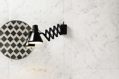 Trendy white tile and porcelain tile bathroom photo in DC Metro
