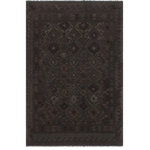 Bareens Designer Rugs - Rustic Turkish Kilim Jenni Hand-Woven Wool Rug - 5'6'' x 7'5'' - Elevate the elegance of your home with this stunning hand-woven tribal Kilim wool rug. Meticulously crafted on a loom by the Nomad Turkman people using hand-spun wool and 100% natural vegetable dyes, these rugs are recognized for their repetitive geometric patterns, incorporating naturalistic floral and traditional designs. The contemporary fashion palette results in bold, sharp patterns that are incredibly versatile, as the pattern is the same on both sides. These reversible rugs feature a lighter shade on one side and brighter colors on the other, providing versatility according to preference. These unique rugs are made by knotting short strands of different colors onto the warps and securing them by tightly pressing the wefts. The designs are created by interweaving the various colored wefts and warps. Kilims are known for their exceptional durability and versatility, making them truly unique rugs.  Product Details    Rug Size: 5'6'' x 7'5''  Material: 100% Wool  Style: Kilim, Flat Weave, Dhurrie, Turkish, Southwestern, Rustic, Tribal  Colors: Grey, Blue  Weave Type: Hand-Woven, Handmade  Pile Height: Less than 0.25 inch