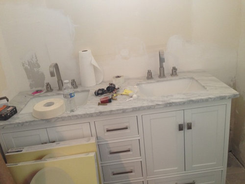 Big Gap Between Vanity And Wall - Repair Bathroom Sink Wall