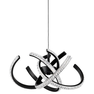 Alistair 30W 3000k Matte Black Finish LED Chandelier With Acrylic