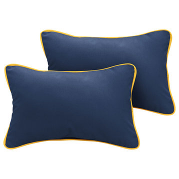Sunbrella Canvas Navy/Sunflower Yellow Outdoor Pillow Set, 14x24