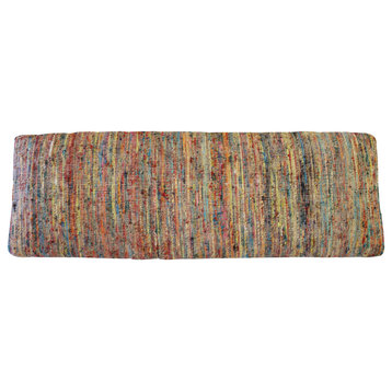 Colorful Chindi Bench with Blue Legs, 47" Length