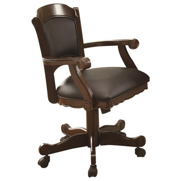 Coaster Turk Arm Game Chair With Casters, Brown Cherry