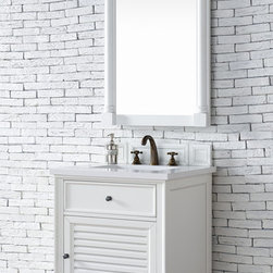 26 inch White Finish Single Sink Traditional Bathroom Vanity Optional Countertop - Bathroom Vanities And Sink Consoles