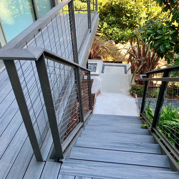 Trex Deck and stairs with Custom Metal and Wire Railing