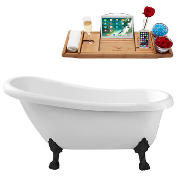 61" Streamline N480BL-IN-WH Soaking Clawfoot Tub and Tray With Internal Drain