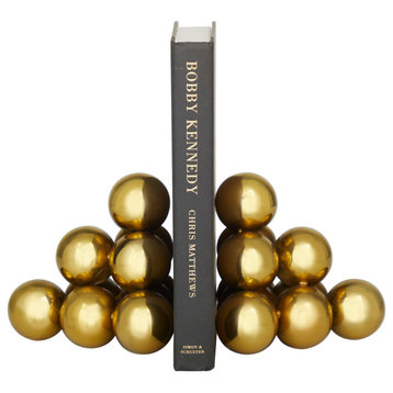 Modern Gold Stainless Steel Metal Bookends Set 562237