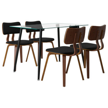 5-Piece Dining Set, Black Table With Black Chair