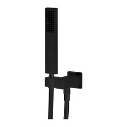 Square Matte Black Portable Hand Shower on Bracket  SKU: MZ05 - Shower Heads and Body Sprays