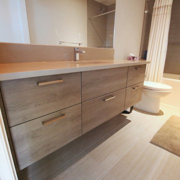 White & Gray Modern Kitchen + Bathrooms