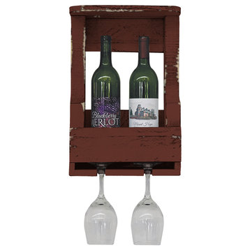 Farmhouse 2-Bottle Wine Shelf, Burgundy