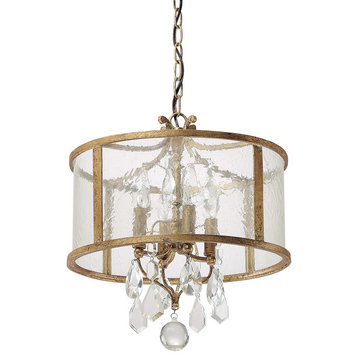 Blakely 4-Light Pendant With Clear Crystals Included, Antique Gold