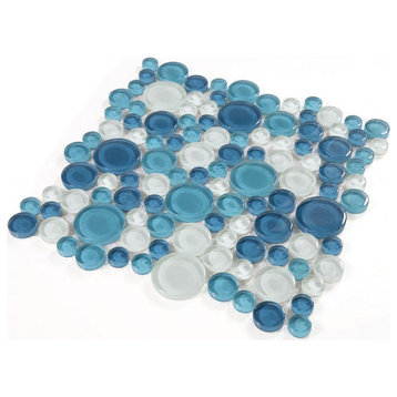Circular Glass Tile Series for Floors Walls, Ocean Sky