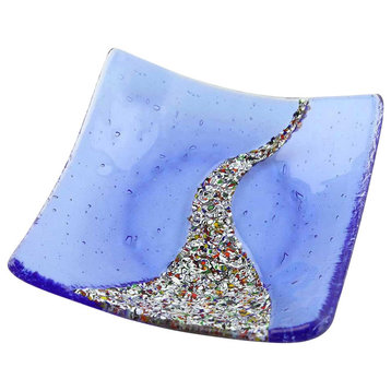 GlassOfVenice Murano Glass Klimt Square Decorative Plate - Blue