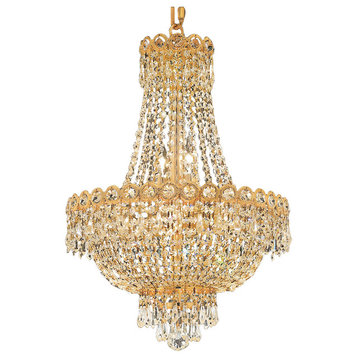 Empire Design 8 Light 16" Gold Chandelier With Clear European Crystals