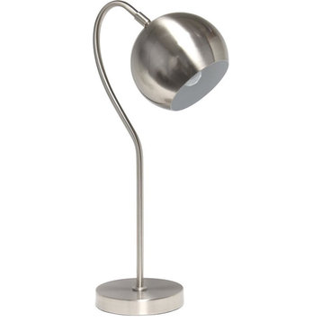 Lalia Home Metal Curved Table Lamp in Brushed Nickel with Nickel Shade